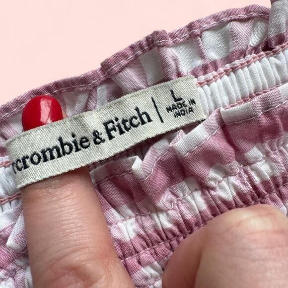 Abercrombie & Fitch Pink and White Gingham Smocked Blouse size L - Picture 3 of 3